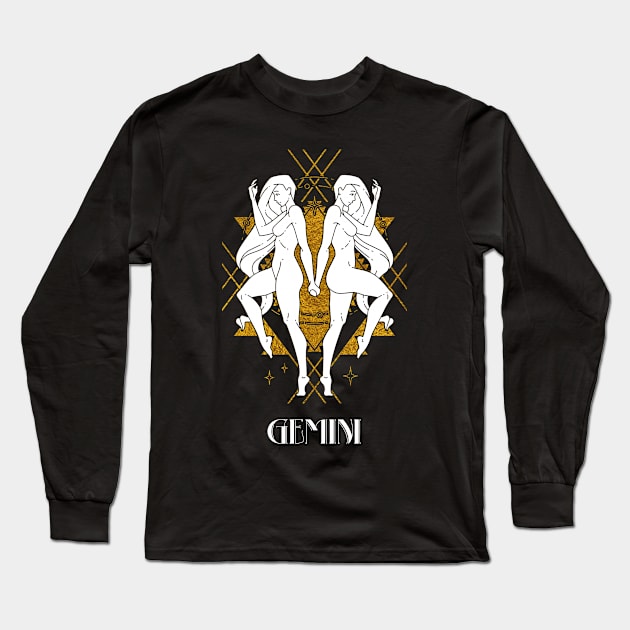 Gemini zodiac sign Long Sleeve T-Shirt by Cherubic